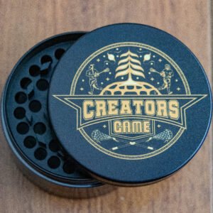 black grinder with gold lacrosse logo